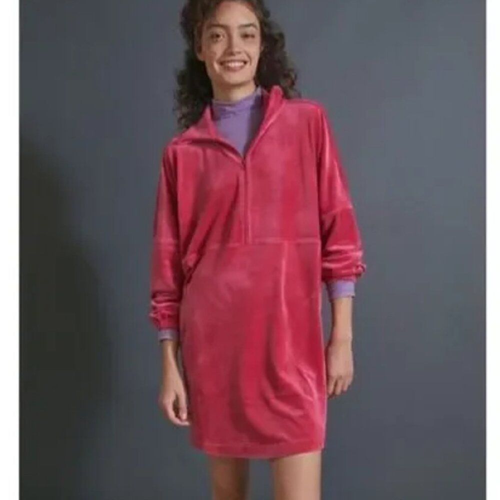 Anthropologie Saturday Sunday Rosalind Velvet Tunic Dress Medium Pink Runs Large
